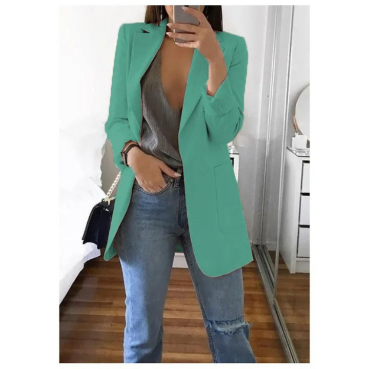 Modischer langer Blazer in Khaki für Damen - MODA