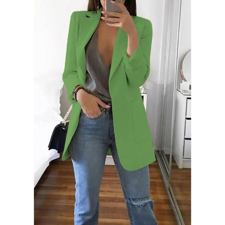 Modischer langer Blazer in Khaki für Damen - MODA