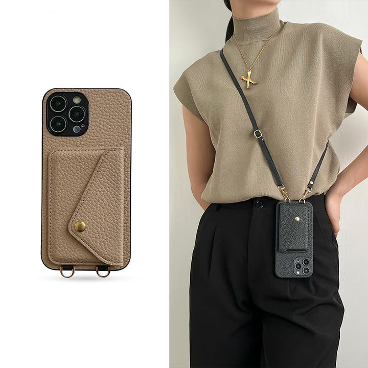 Catherine Luxe Elegante Lederen Crossbody Telefoonhoes voor Moderne Bescherming