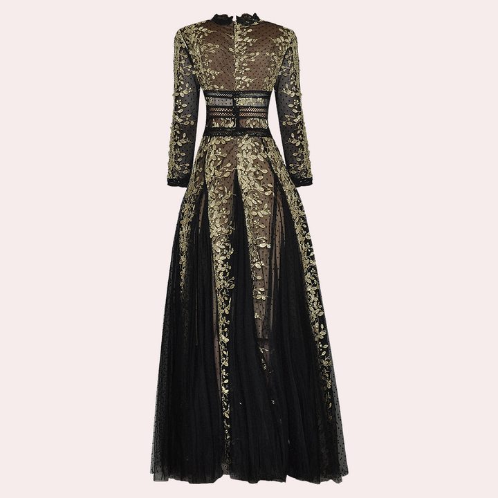 Eleanora - Stilvolle V-Ausschnitt Kleid mit Eleganten Akzenten