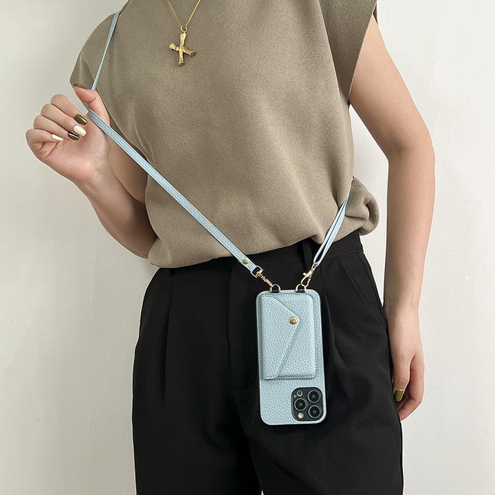 Catherine Luxe Elegante Lederen Crossbody Telefoonhoes voor Moderne Bescherming
